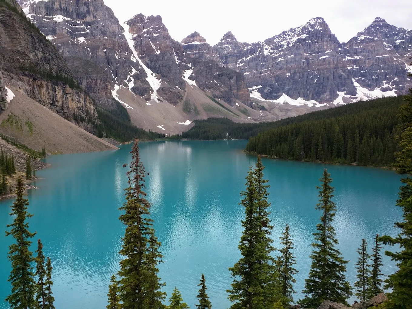 Glacier and mountain ridge visible on a Banff area private tour