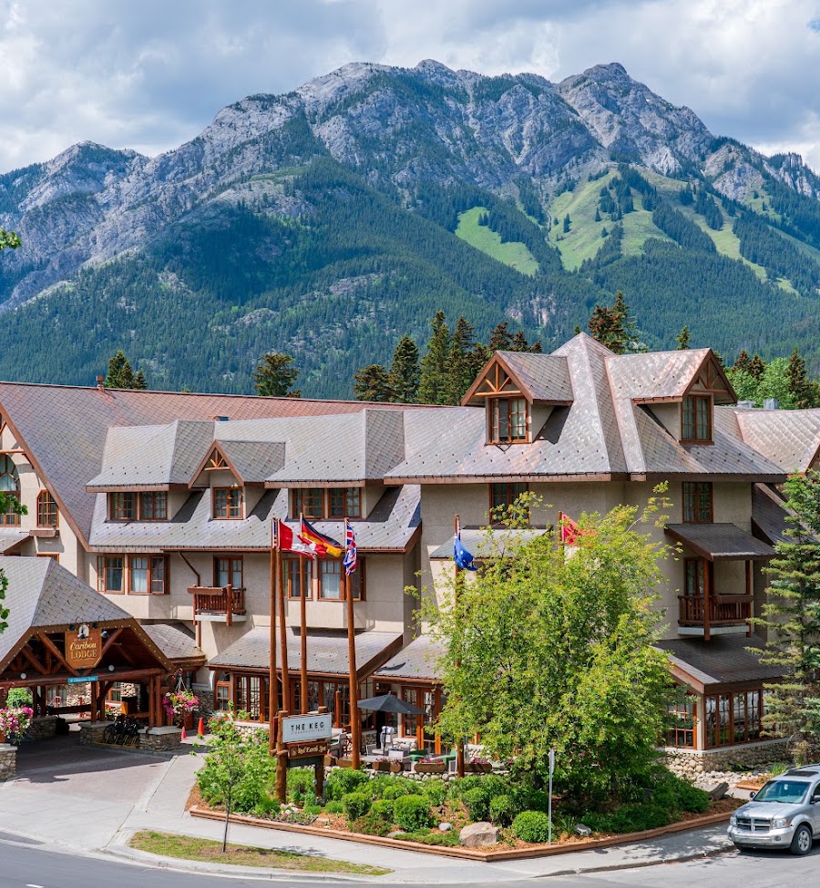 Banff Caribou Lodge & Spa entrance and mountain-lodge setting