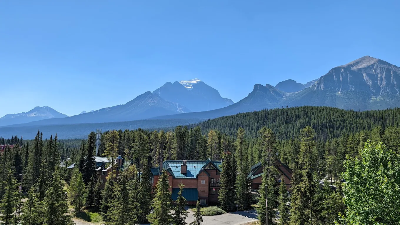 Lake Louise village and mountain surroundings