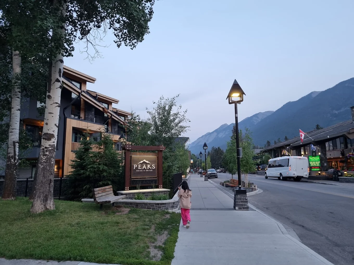 Peaks Hotel & Suites view from Lynx Street, downtown Banff