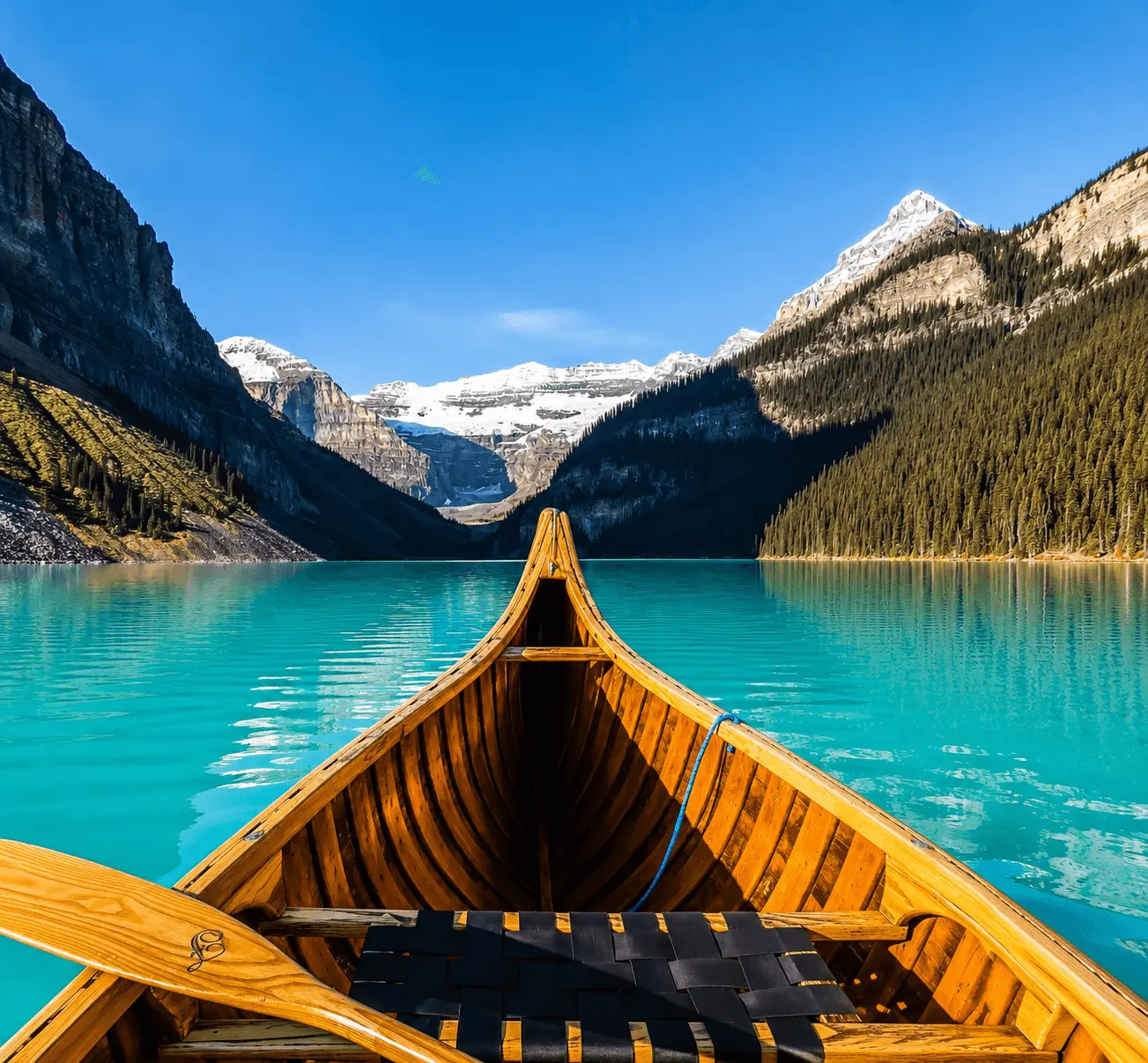 Lake Louise village hotels below the surrounding peaks